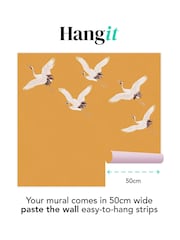 Art For The Home Ochre Cranes In Flight Fixed Size 3M Mural - Image 3 of 3