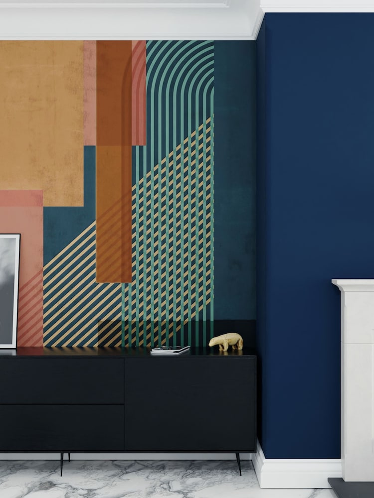 Art For The Home Navy Graphic Fixed Size 3M Mural - Image 1 of 3 Art For The Home Navy Graphic Fixed Size 3M Mural - Image 1 of 3