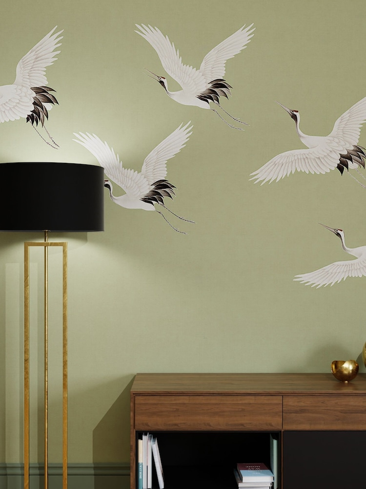 Art For The Home Sage Cranes In Flight Fixed Size 3M Mural - Image 1 of 3