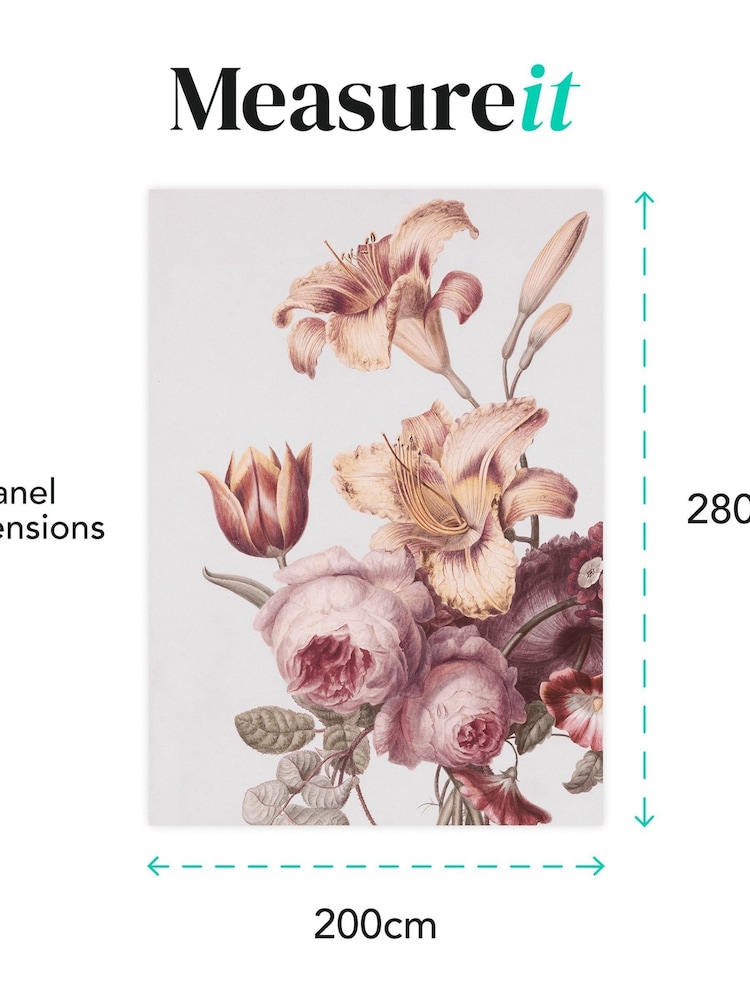 Art For The Home Grey Peach Antique Floral Fixed Size 2M Mural - Image 4 of 4
