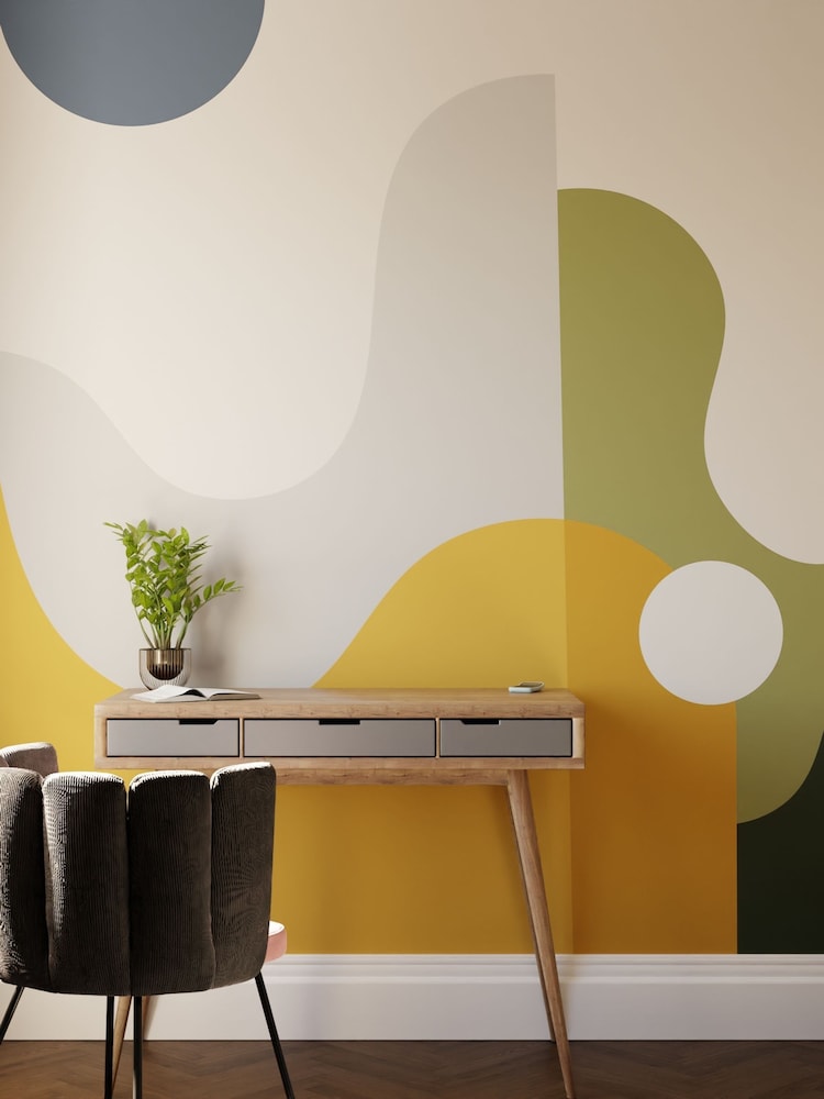 Art For The Home Yellow The Wave Fixed Size 4M Mural - Image 1 of 3 Art For The Home Yellow The Wave Fixed Size 4M Mural - Image 1 of 3