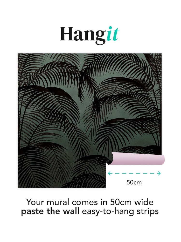 Art For The Home Teal Palm Silhouette Fixed Size 3M Mural - Image 3 of 3