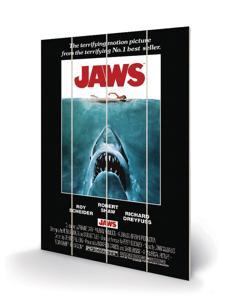 Pyramid International Blue Jaws One Sheet Wooden Wall Art - Image 2 of 2