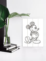 Pyramid International Grey Mickey Mouse Sketched Single Wooden Wall Art - Image 2 of 3