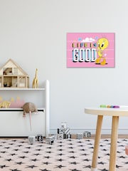 Pyramid International Pink Looney Tunes Life Is Good Wooden Wall Art - Image 1 of 3