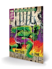 Pyramid International Green Hulk Battles Humans Wooden Wall Art - Image 3 of 3
