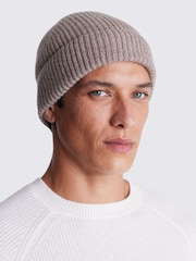 MOSS Natural Cashmere Blend Ribbed Beanie - Image 1 of 1
