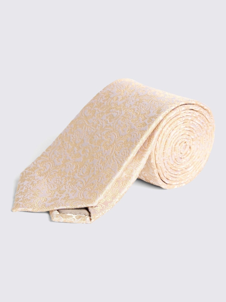 MOSS Yellow Floral Print Swirl Silk Tie - Image 1 of 2