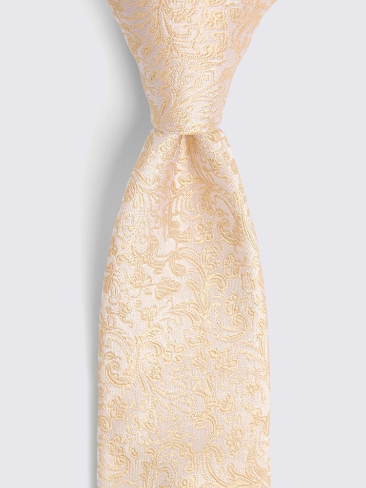 MOSS Yellow Floral Print Swirl Silk Tie - Image 2 of 2