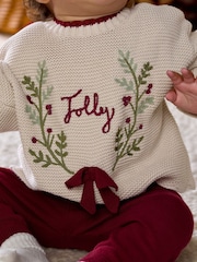 Mamas & Papas Red Jolly Christmas Knitted Jumper & Leggings Set - Image 4 of 8