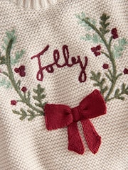 Mamas & Papas Red Jolly Christmas Knitted Jumper & Leggings Set - Image 8 of 8