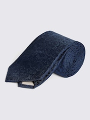 MOSS Blue Floral Print Swirl Silk Tie - Image 1 of 3