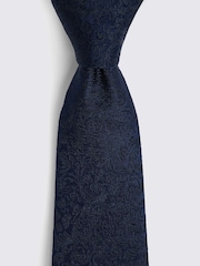 MOSS Blue Floral Print Swirl Silk Tie - Image 2 of 3