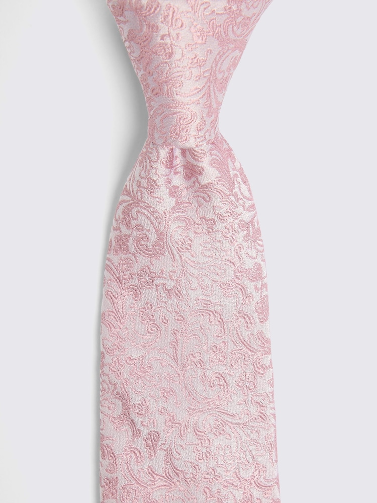 MOSS Pink Floral Print Swirl Silk Tie - Image 2 of 2