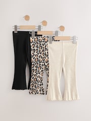 Animal Neutral Flares Leggings 3 Pack (3mths-7yrs) - Image 1 of 7