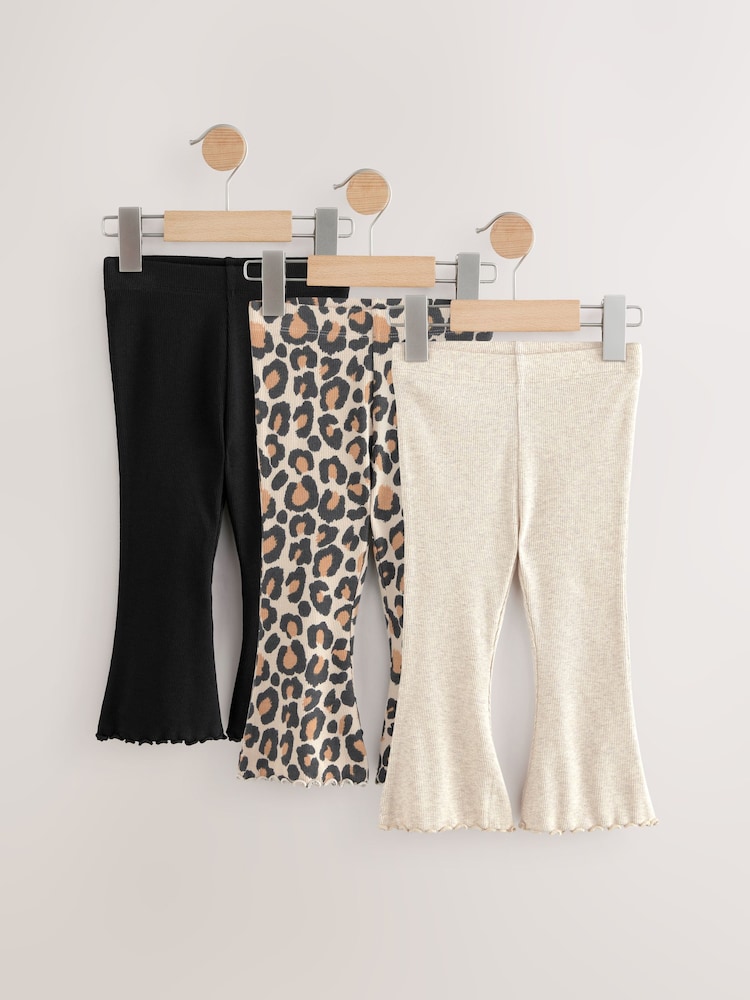 Animal Neutral Flares Leggings 3 Pack (3mths-7yrs) - Image 1 of 7