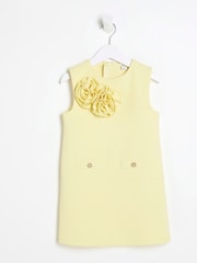 River Island Yellow Girls Corsage Scuba Dress - Image 1 of 5