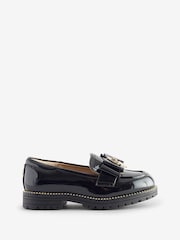 River Island Black Girls Patent Bow Loafers - Image 1 of 5
