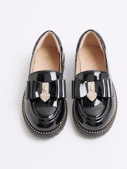 River Island Black Girls Patent Bow Loafers - Image 2 of 5