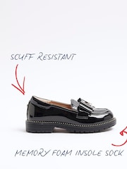 River Island Black Girls Patent Bow Loafers - Image 4 of 5
