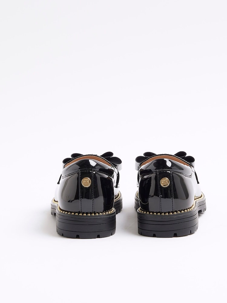 River Island Black Girls Patent Bow Loafers - Image 5 of 5