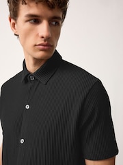 Negro - Textured Smart Jersey Shirt - Imagen 1 de 4