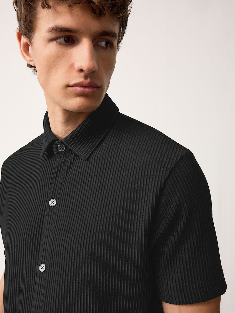 Negro - Textured Smart Jersey Shirt - Imagen 1 de 4