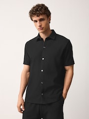 Negro - Textured Smart Jersey Shirt - Imagen 2 de 4