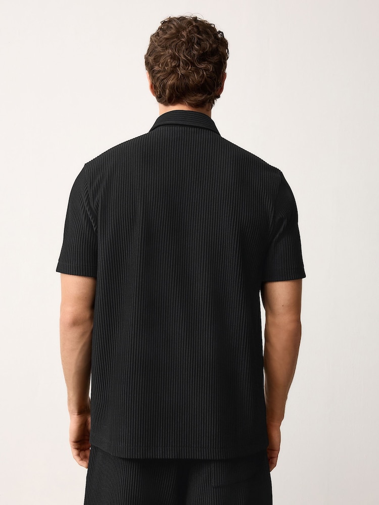 Noir - Chemise élégante en jersey texturé - Image 3 of 4