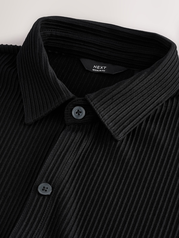 Черный - Textured Smart Jersey Shirt - Изображение 7 из 7