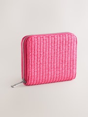 Pink Raffia Zip Around Purse - Image 1 of 5
