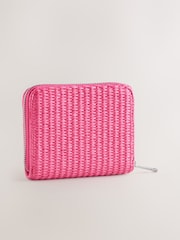Pink Raffia Zip Around Purse - Image 3 of 5