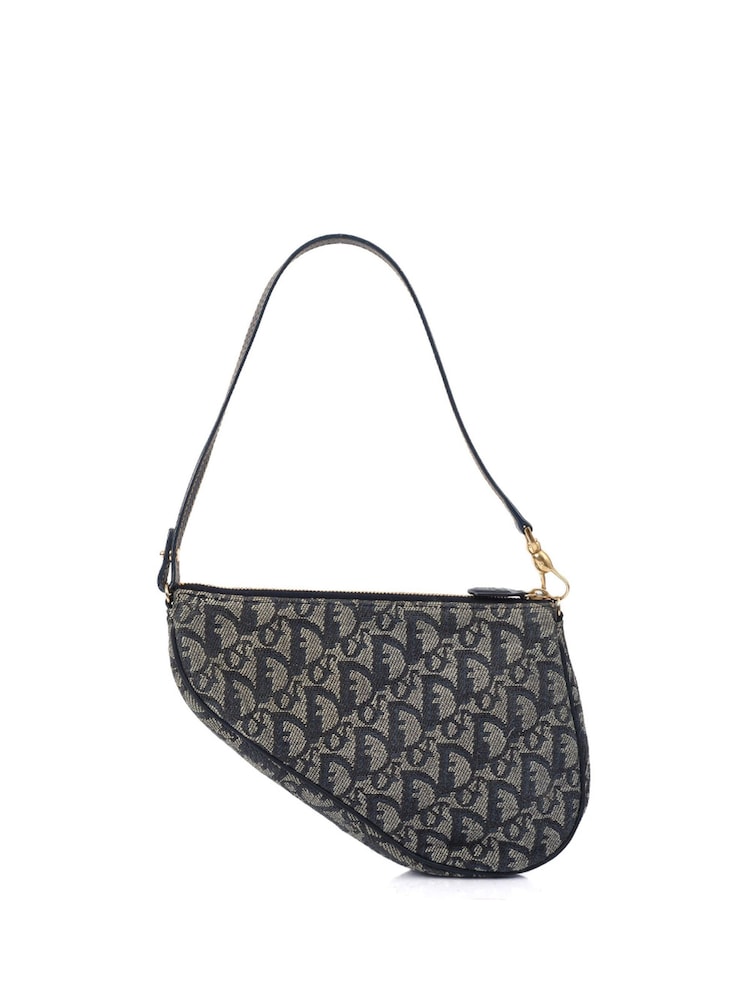 Christian Dior Blue Saddle Pochette Canvas Handbag - Image 1 of 6