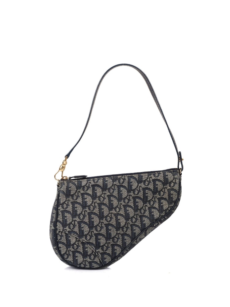Christian Dior Blue Saddle Pochette Canvas Handbag - Image 2 of 6