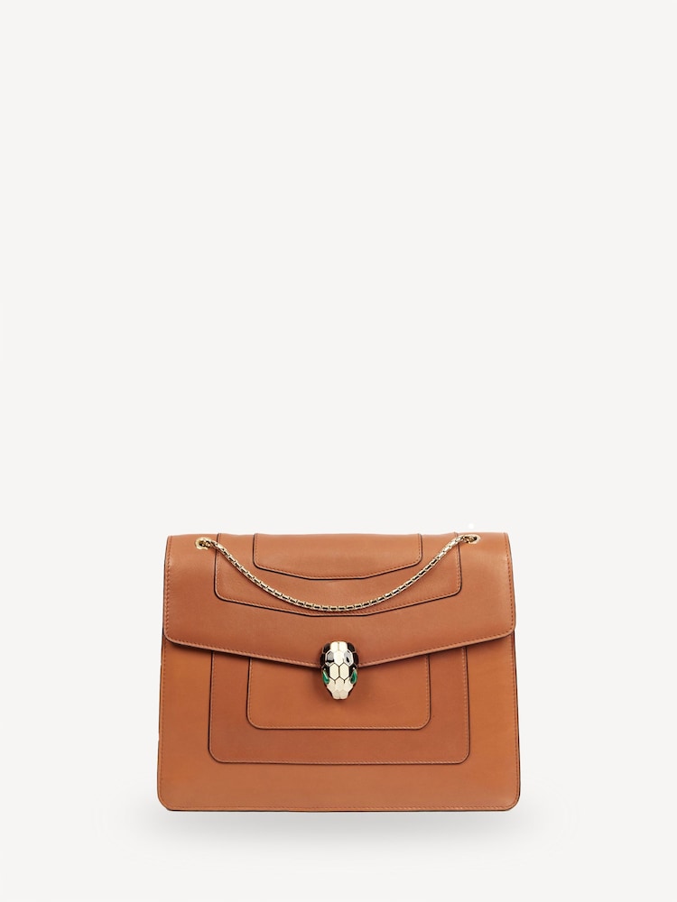 Bulgari Brown Serpenti Forever Cross-Body Leather Handbag - Image 1 of 6