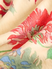 Ecru/Red Floral Print Drape Lightweight Maxi Skirt - Image 9 of 10