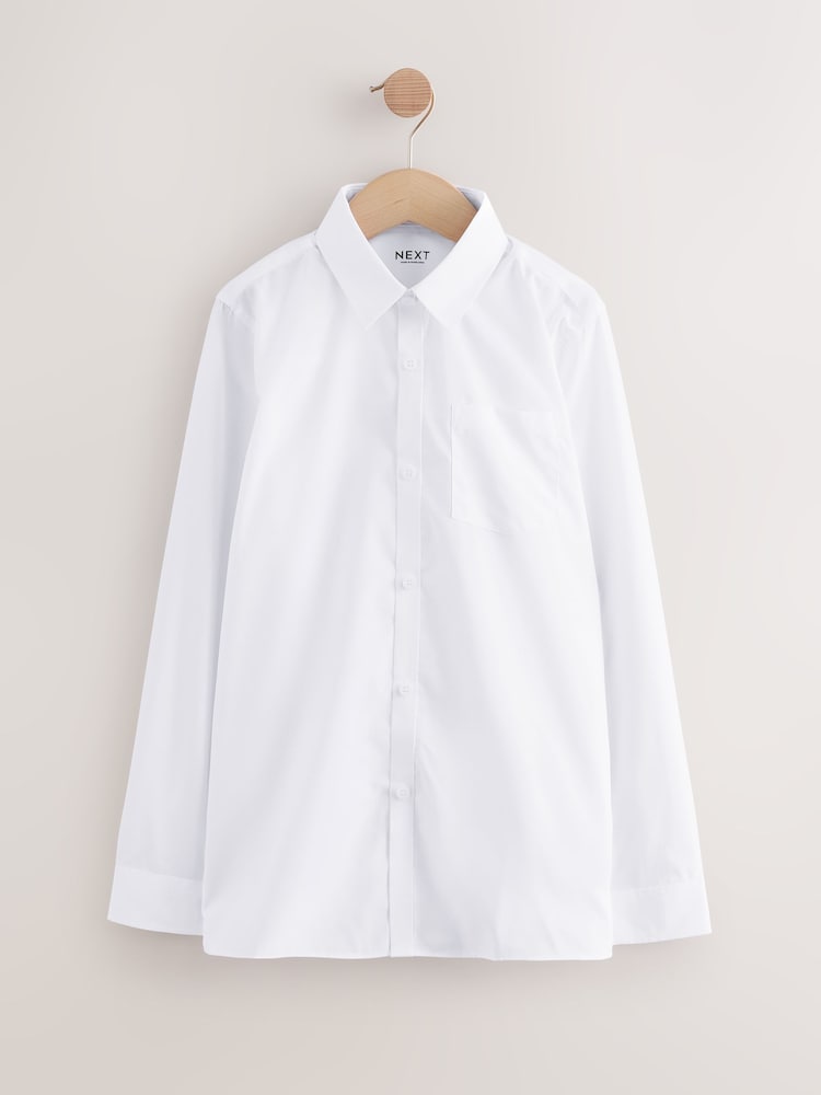 White Regular Fit Extra Long Sleeve School Shirt (10-17yrs) - Image 2 of 5