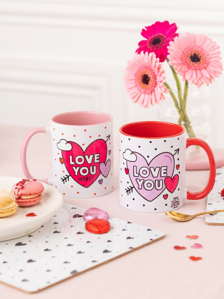 Sam Jayne Design Set of 2 Red Love You Mug - Image 1 of 3