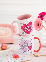 Sam Jayne Design Set of 2 Red Love You Mug - Image 2 of 3