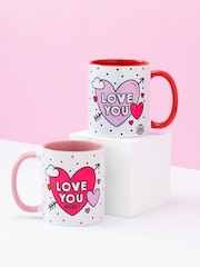 Sam Jayne Design Set of 2 Red Love You Mug - Image 3 of 3