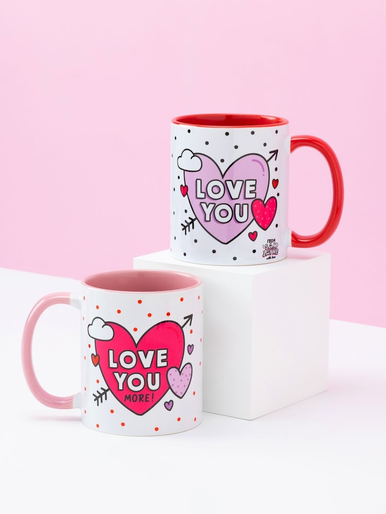 Sam Jayne Design Set of 2 Red Love You Mug - Image 3 of 3