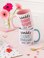 Sam Jayne Design Set of 2 Pink Best Husband Best Wife Mug - Image 2 of 4