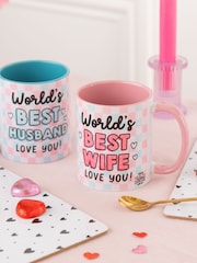 Sam Jayne Design Set of 2 Pink Best Husband Best Wife Mug - Image 3 of 4