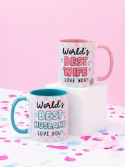Sam Jayne Design Set of 2 Pink Best Husband Best Wife Mug - Image 4 of 4