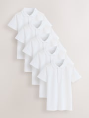 White Slim Fit Cotton School Short Sleeve Shirts 5 Pack (3-16yrs) - Image 1 of 11