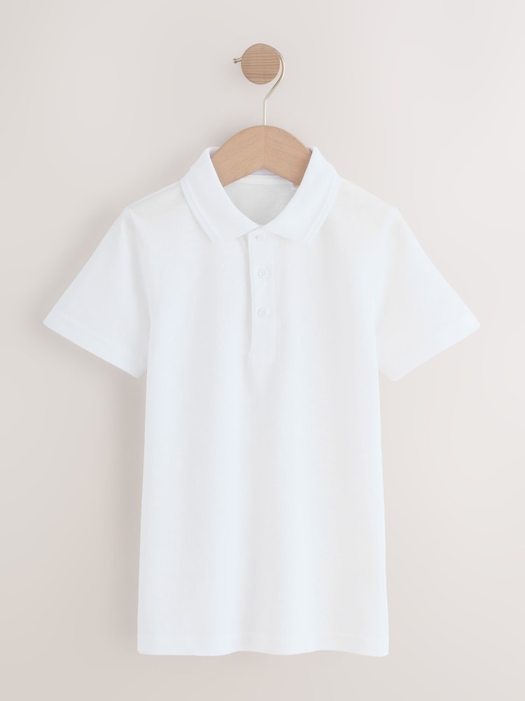 White Slim Fit Cotton School Short Sleeve Shirts 5 Pack (3-16yrs) - Image 2 of 11