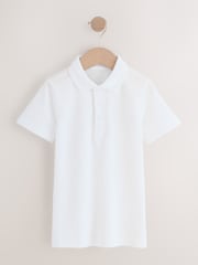 White Slim Fit Cotton School Short Sleeve Shirts 5 Pack (3-16yrs) - Image 3 of 11
