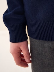 Navy Knitted Crew Neck School Jumper (3-16yrs) - Image 3 of 7