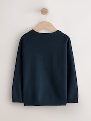 Navy Knitted Crew Neck School Jumper (3-16yrs) - Image 5 of 7
