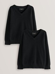 Schwarz - Knitted V-Neck Jumper (3-16yrs) - Bild 1 von 5